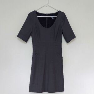 J Crew Gray Sheath Dress with Scoop Neck & Pockets